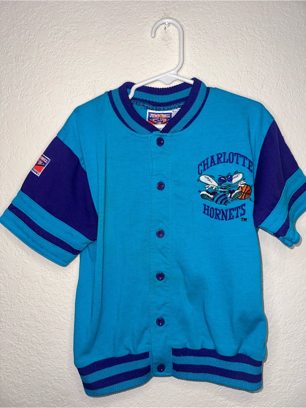Vintage Jump Ball Club by Mighty Mac NBA Charlotte Hornets Button-Up Top Size 7